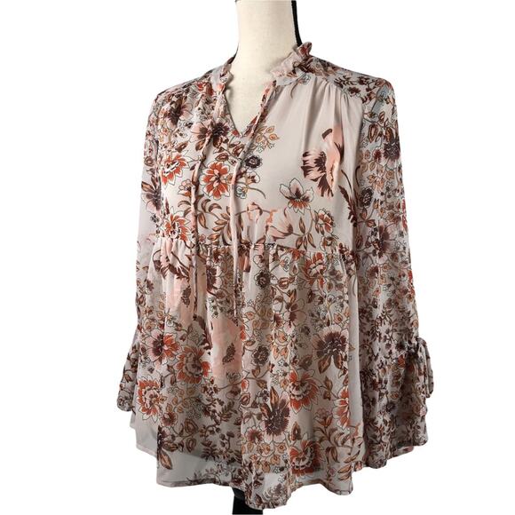 Style & Co . Sheer Boho Blouse PS - Picture 1 of 8